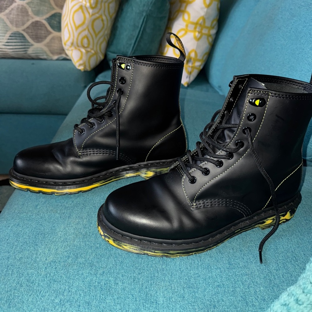 Dr. Martens 1460 Black Boots with Yellow Sole
